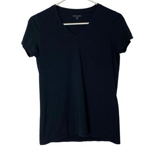 Mott & Bow Marcy Tee Womens Size Small Navy Blue V Neck Fitted Pima Cotton Shirt